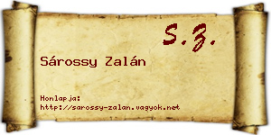 Sárossy Zalán névjegykártya